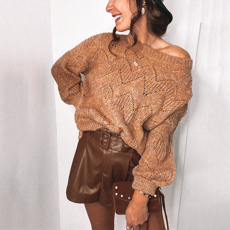 Damen lässiger Strickpullover mit dekorativem Muster Heidi-Mode