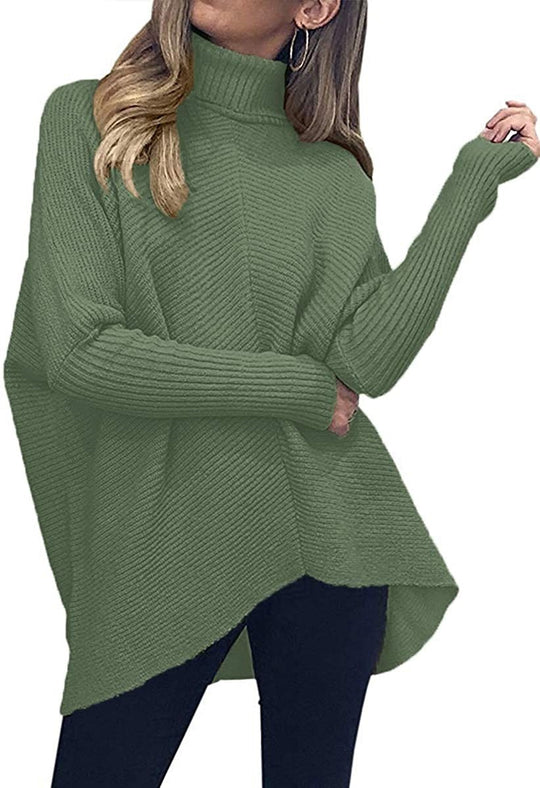 Damen Oversized Strickpullover mit hohem Kragen und strukturiertem Design Heidi-Mode