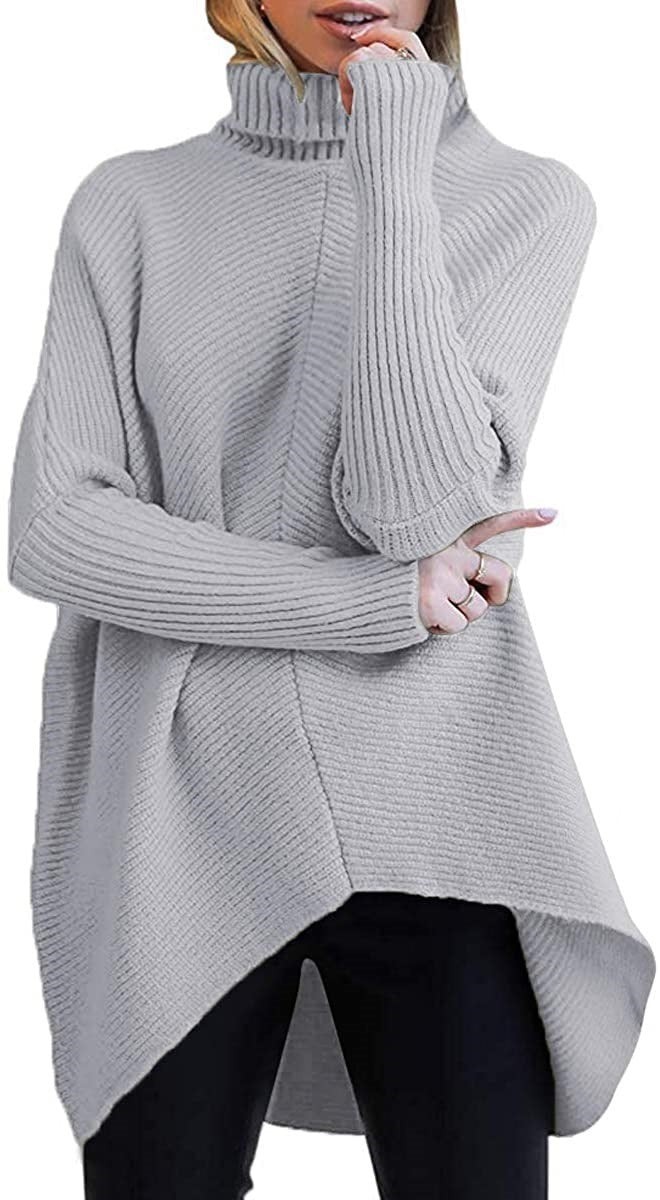 Damen Oversized Strickpullover mit hohem Kragen und strukturiertem Design Heidi-Mode