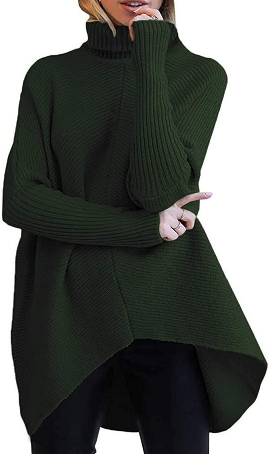 Damen gemütlicher Rollkragenpullover mit strukturiertem Design und asymmetrischem Schnitt Heidi-Mode