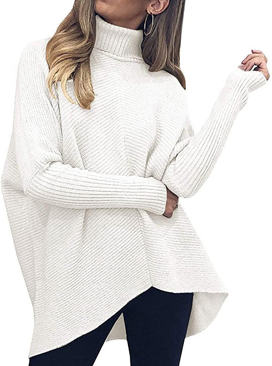 Damen Oversized Strickpullover mit hohem Kragen und strukturiertem Design Heidi-Mode