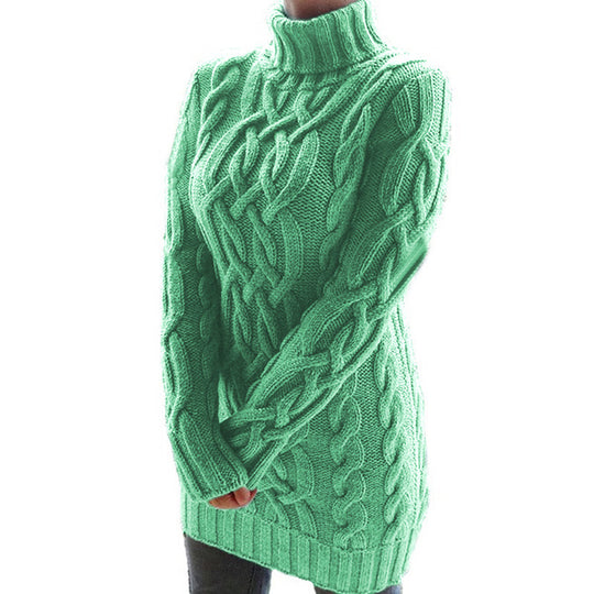 Damen Strickpullover mit Rollkragen und Zopf-Muster Heidi-Mode