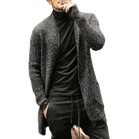 Herren eleganter Strickcardigan mit offener Front und lässigem Schnitt Heidi-Mode