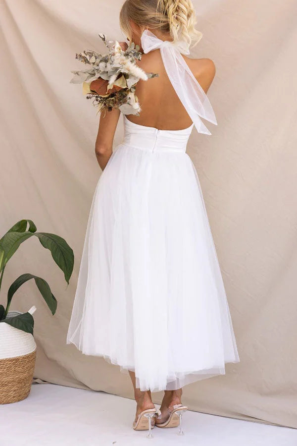 Heidi-Mode | Fairy Vibes Tüll Gathered Detail Halter Maxi Kleid