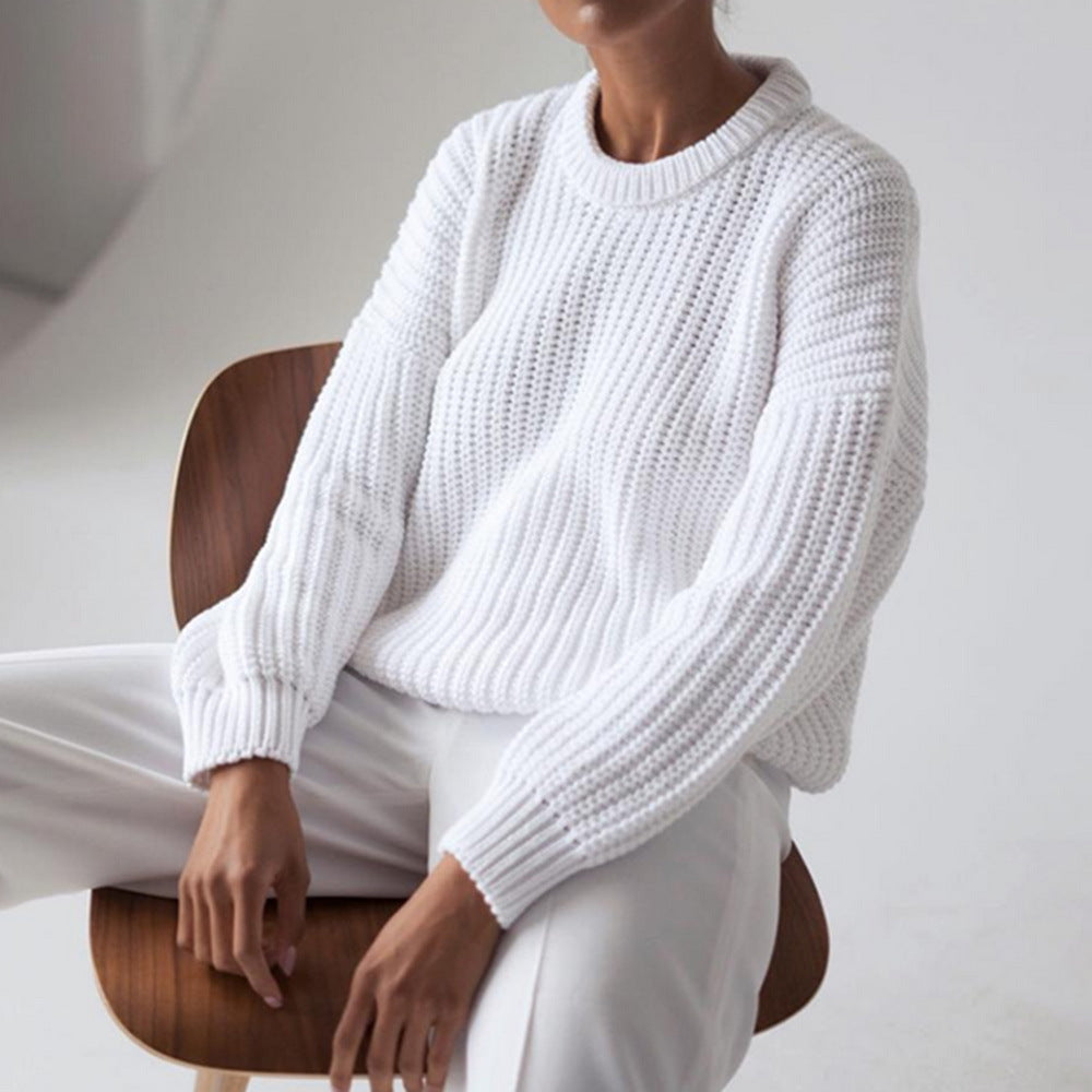 Damen Grobstrickpullover mit lässiger Passform und oversize Ärmeln Heidi-Mode