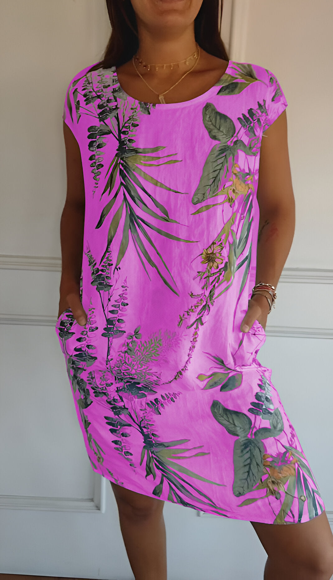 Sommerkleid mit Blätter-Print