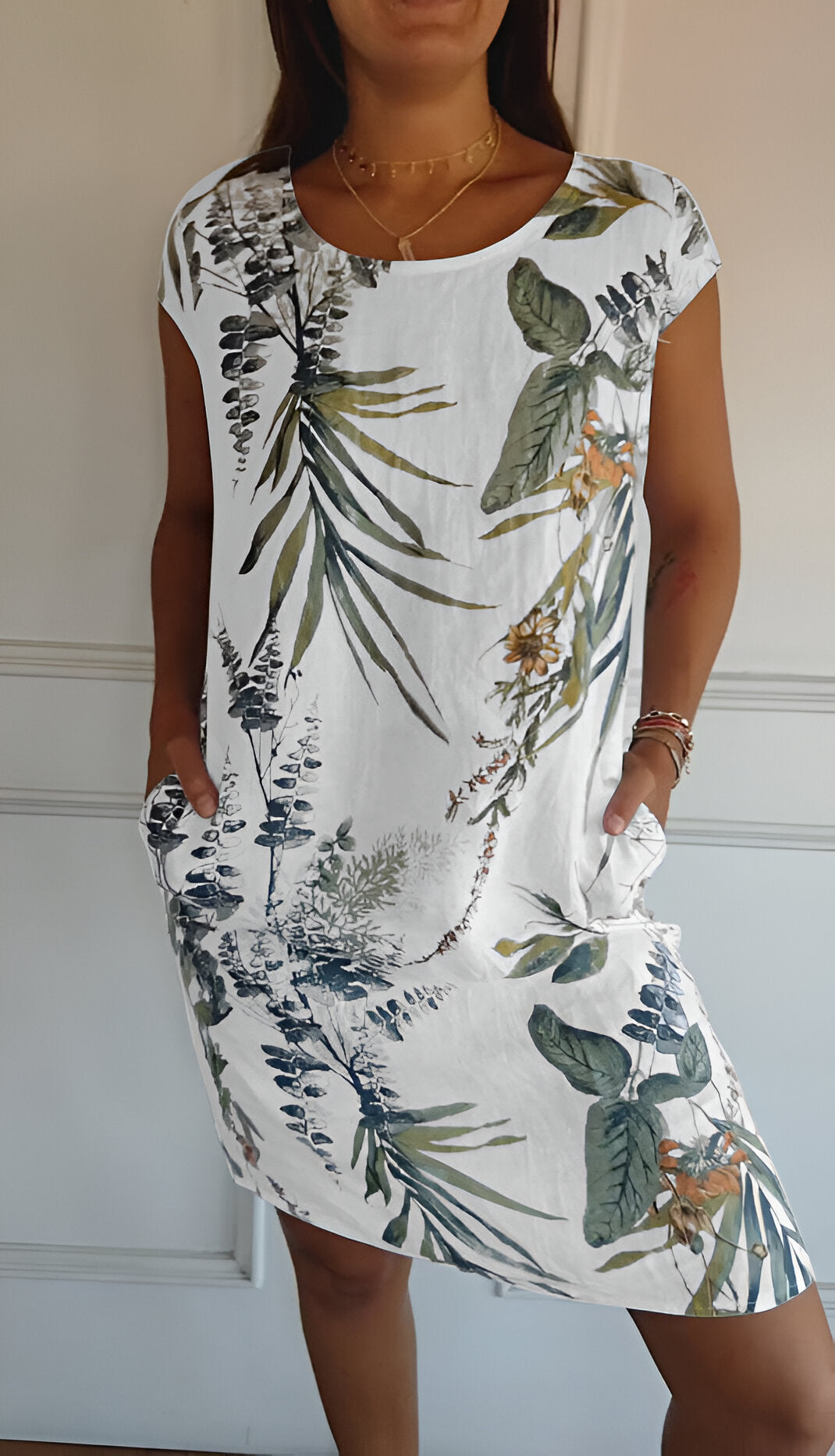 Sommerkleid mit Blätter-Print