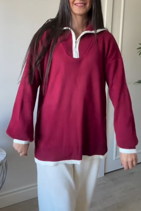 Heidi-Mode | Damen Casual Kontrast Sweatshirt