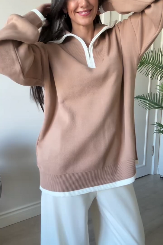 Heidi-Mode | Damen Casual Kontrast Sweatshirt