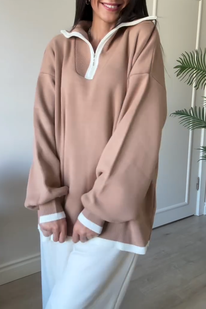 Heidi-Mode | Damen Casual Kontrast Sweatshirt