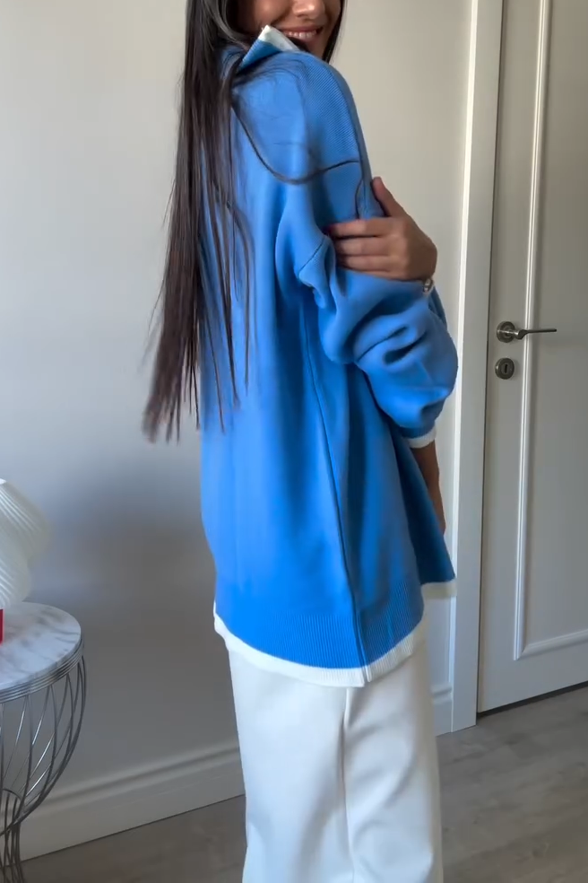 Heidi-Mode | Damen Casual Kontrast Sweatshirt