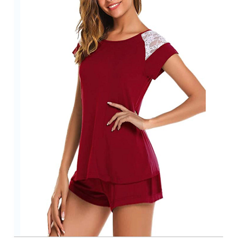 Damen Schlafanzug Set mit Spitzenakzenten Heidi-Mode