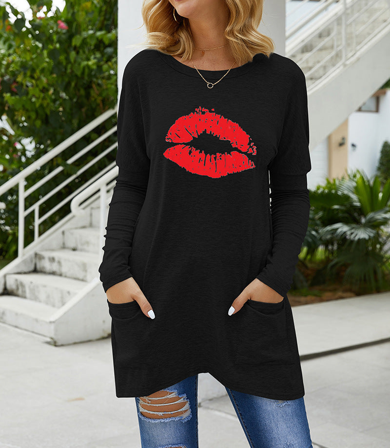 Damen Langarmshirt mit lässigem Schnitt und bequemen Taschen Heidi-Mode