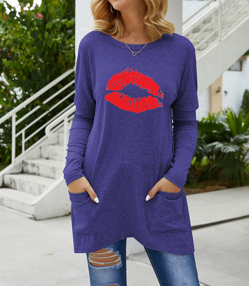 Damen Langarmshirt mit lässigem Schnitt und bequemen Taschen Heidi-Mode