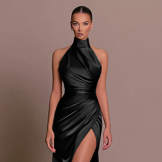Vielseitiges, ärmelloses, langes Kleid mit Herbstkragen