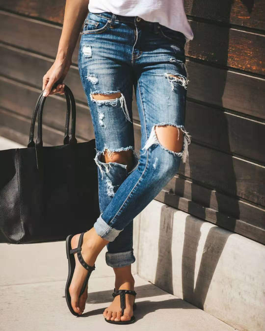 Damen Destroyed Denim Jeans Heidi-Mode