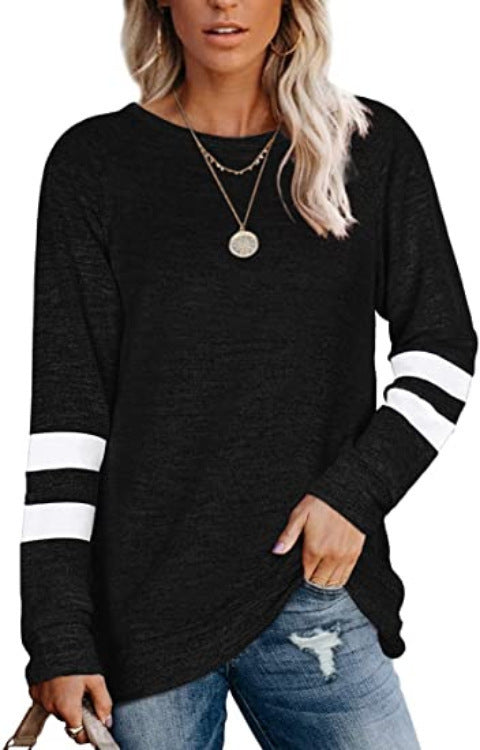 Damen lässiger Oversized Pullover mit sportlichen Streifendetails Heidi-Mode