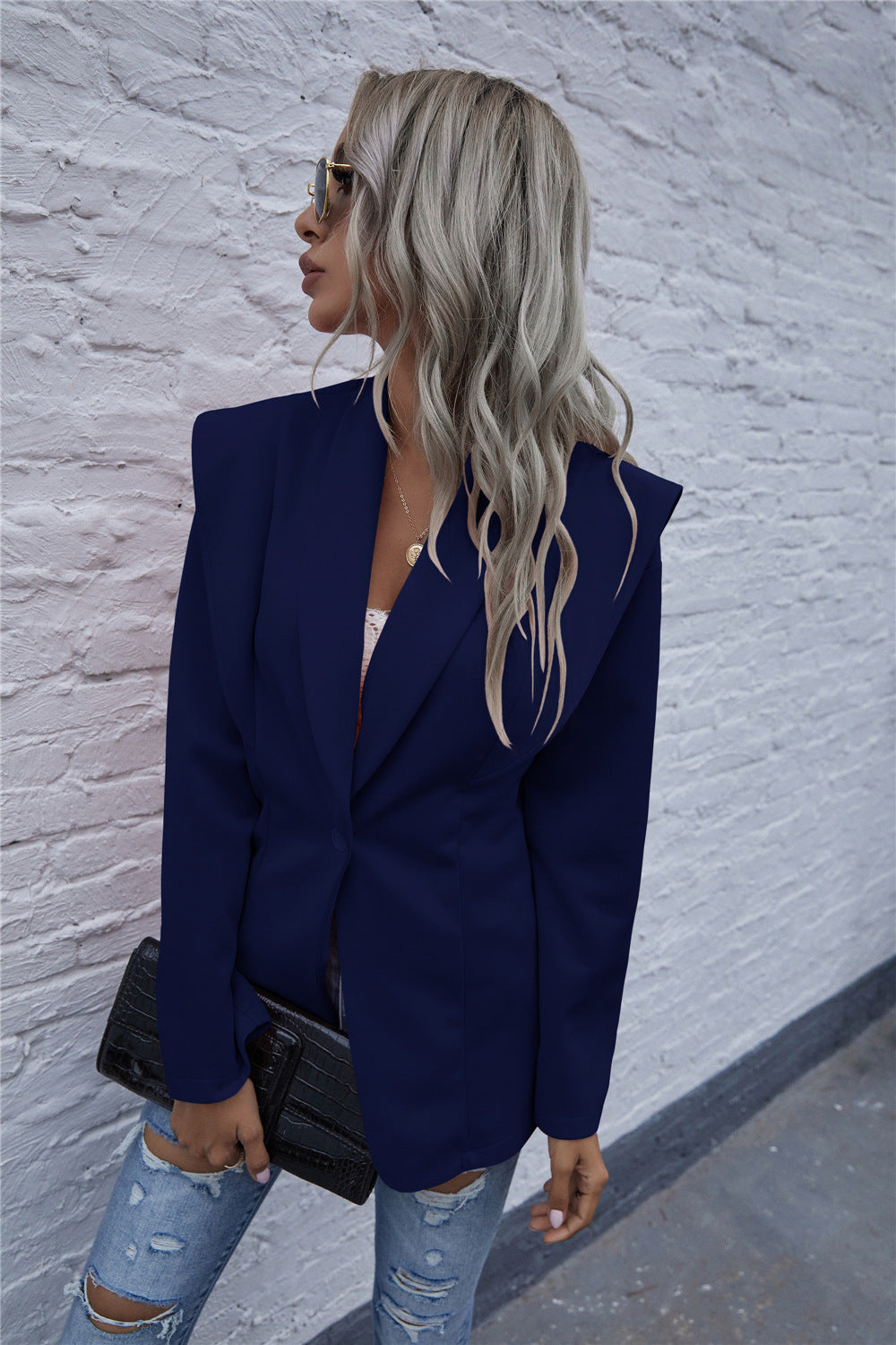 Damen Blazer im modernen Oversized-Schnitt mit schickem Revers Heidi-Mode