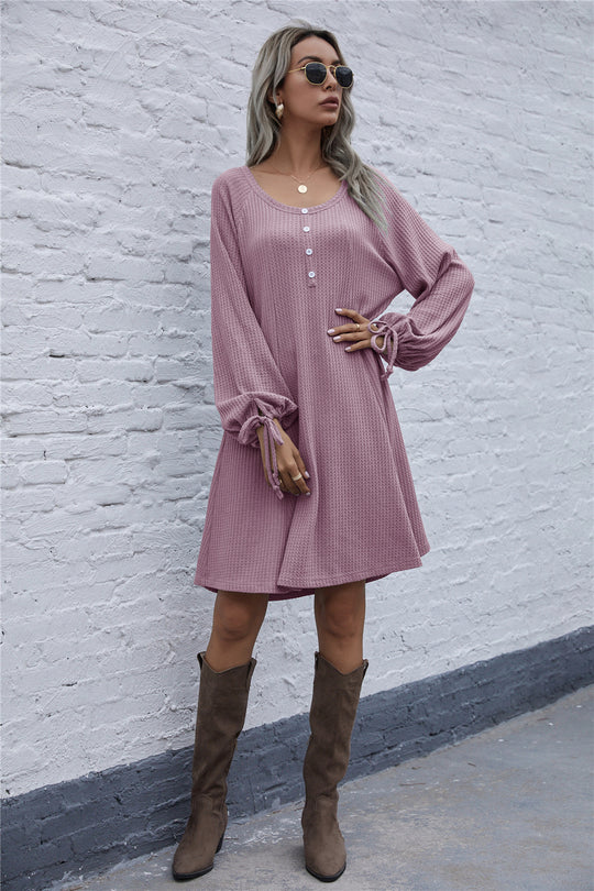 Damen lässiges Waffel-Pulloverkleid Heidi-Mode