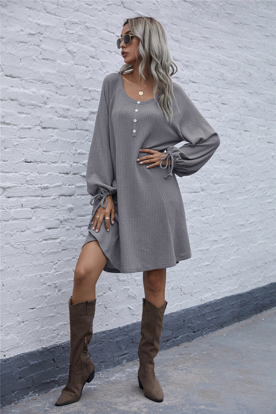 Damen lässiges Waffel-Pulloverkleid Heidi-Mode