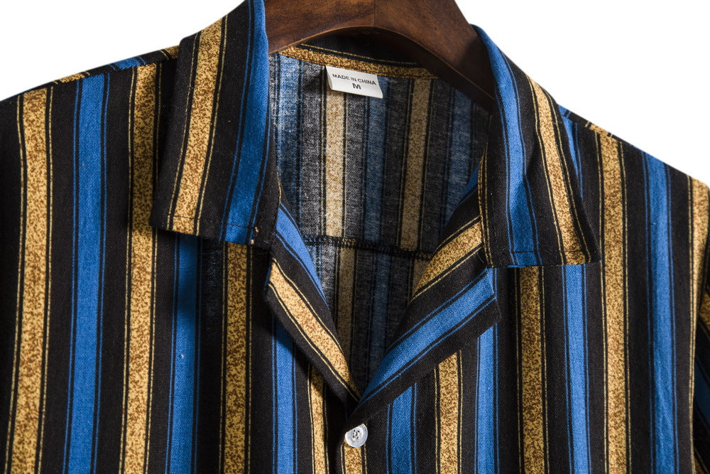 Herren Kurzarmhemd mit lässigem Streifenmuster und praktischer Brusttasche Heidi-Mode