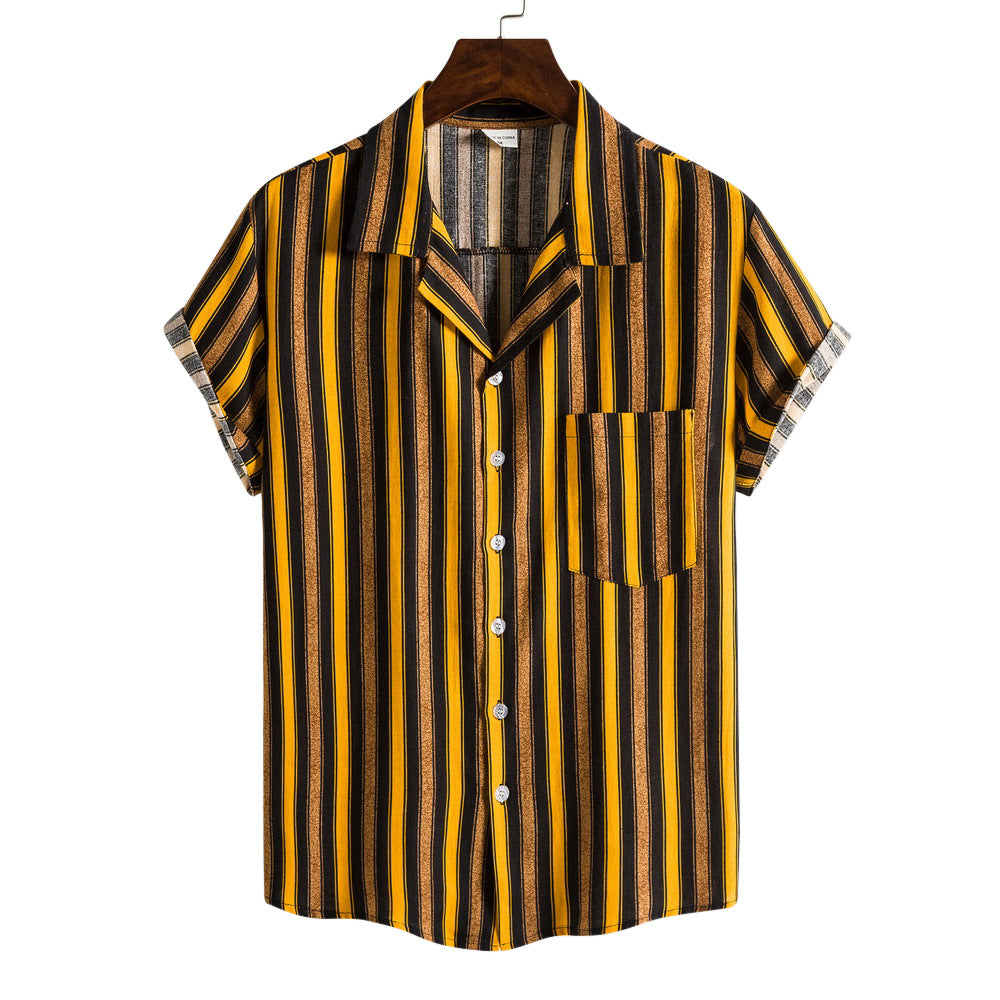 Herren Kurzarmhemd mit lässigem Streifenmuster und praktischer Brusttasche Heidi-Mode