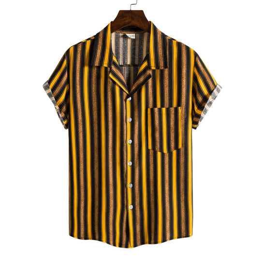 Herren Kurzarmhemd mit lässigem Streifenmuster und praktischer Brusttasche Heidi-Mode