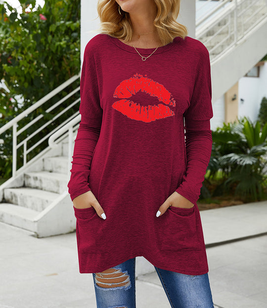 Damen Langarmshirt mit lässigem Schnitt und bequemen Taschen Heidi-Mode