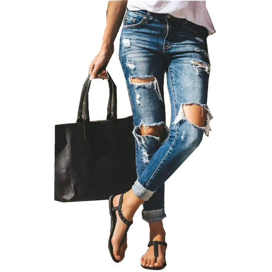 Damen Destroyed Denim Jeans Heidi-Mode