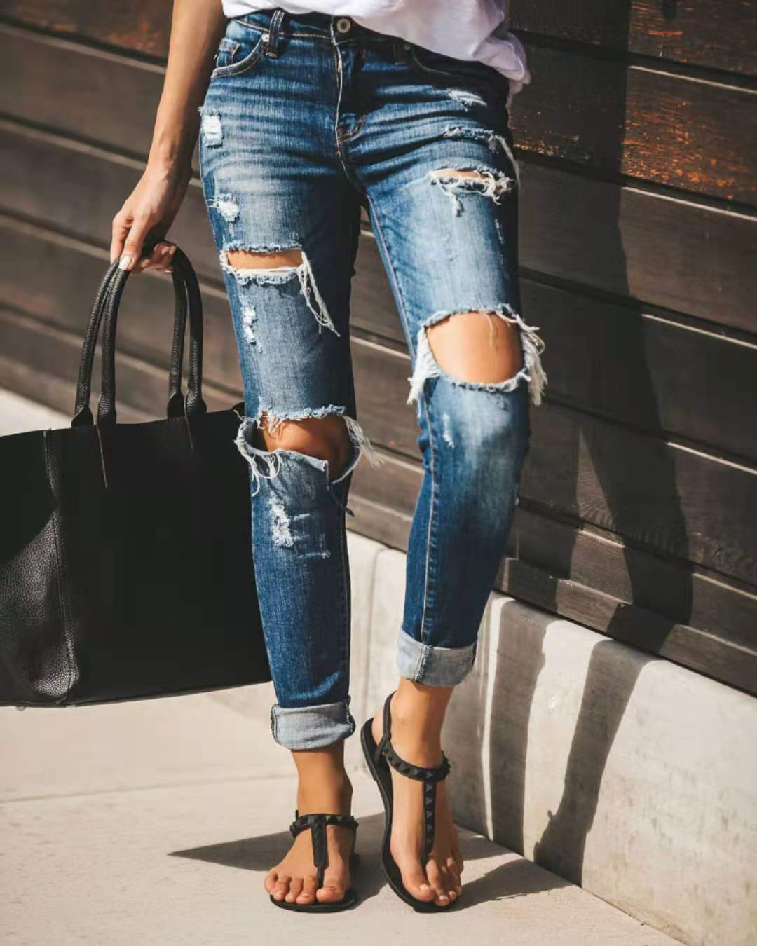 Damen Destroyed Denim Jeans Heidi-Mode