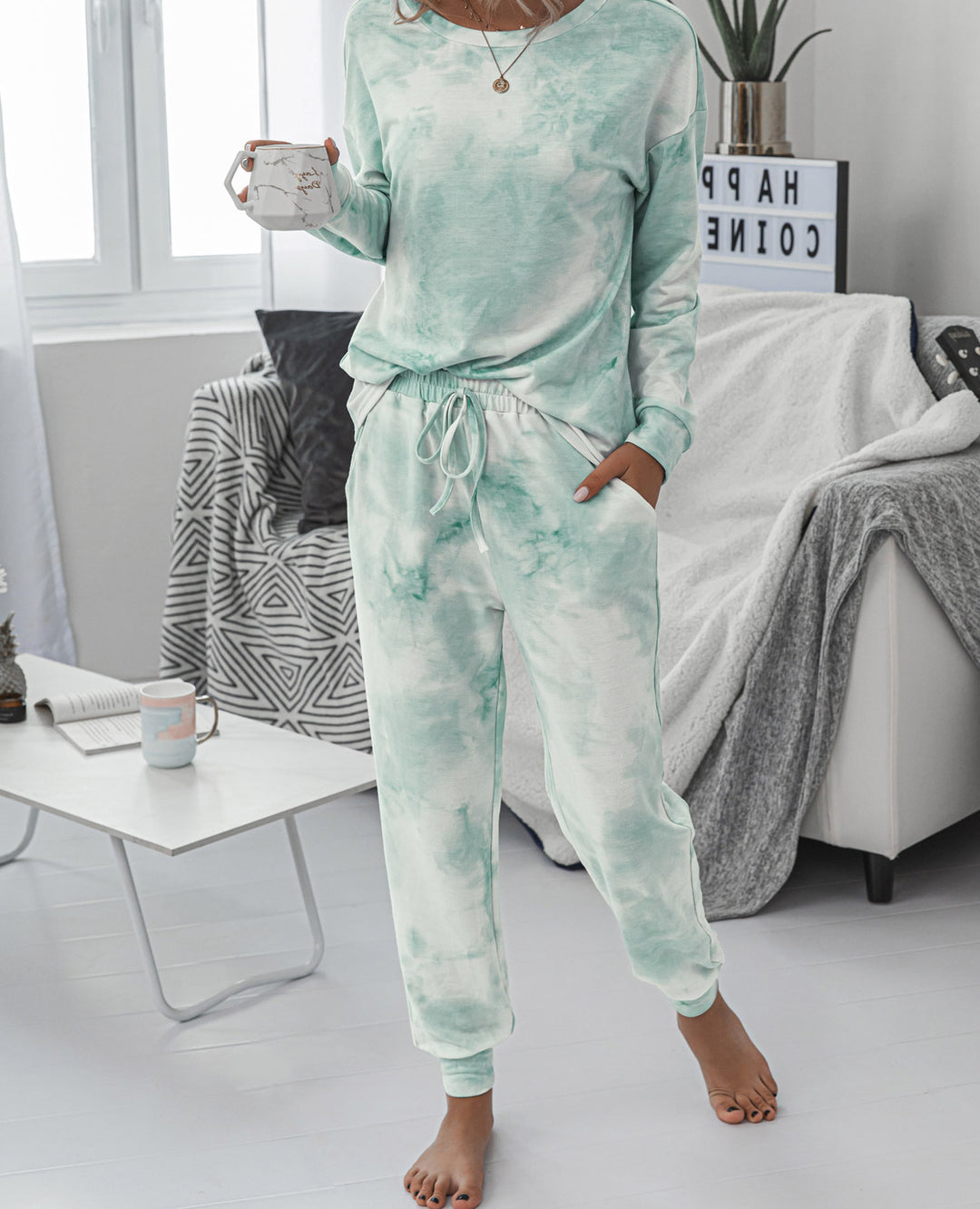 Damen Freizeit-Loungewear Set mit modischem Batikdesign und bequemen Passform Heidi-Mode
