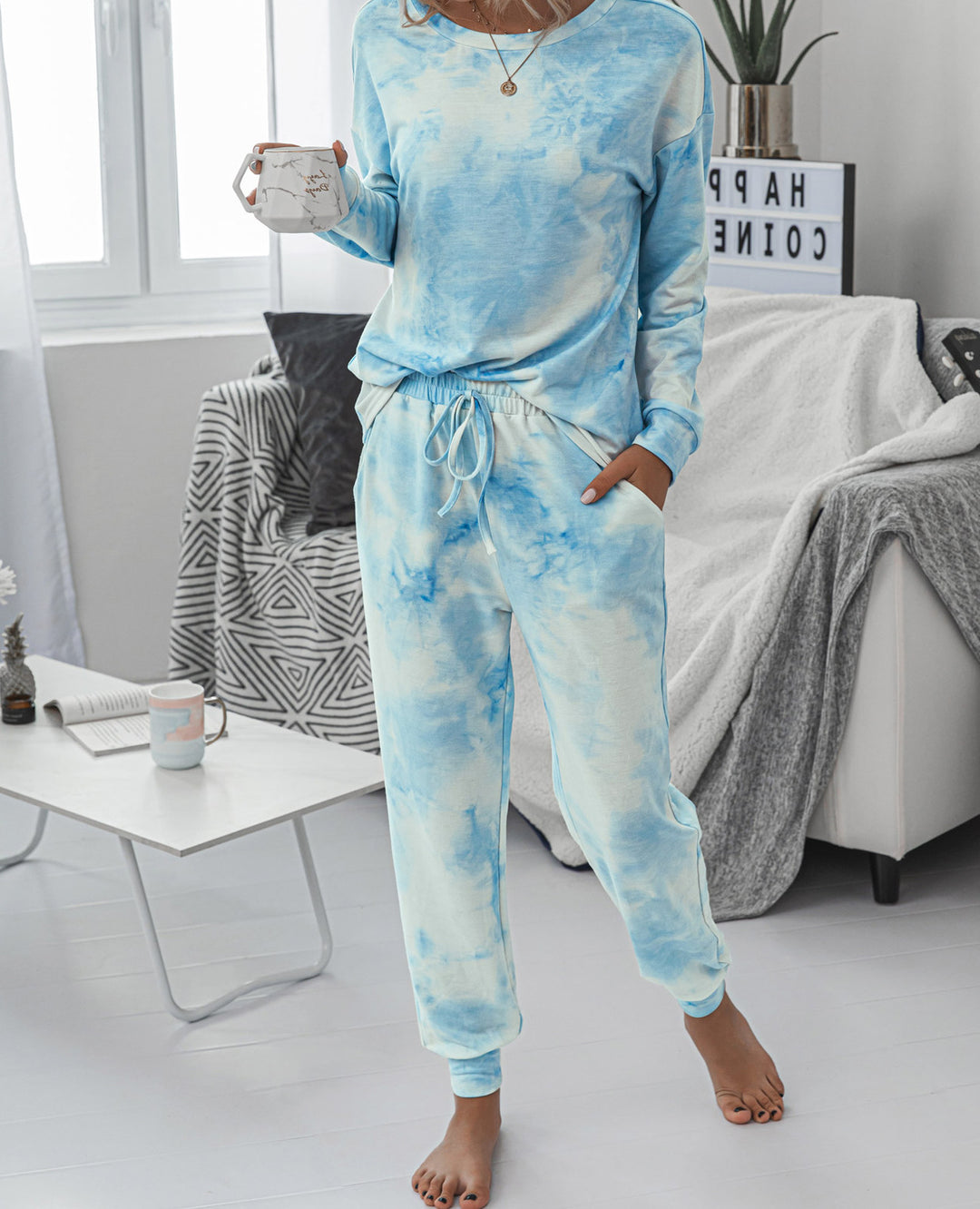 Damen Freizeit-Loungewear Set mit modischem Batikdesign und bequemen Passform Heidi-Mode
