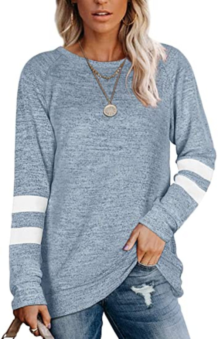 Damen lässiger Oversized Pullover mit sportlichen Streifendetails Heidi-Mode