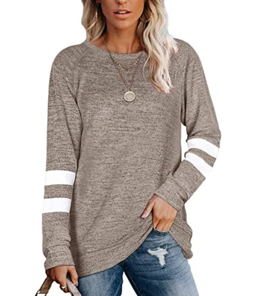 Damen lässiger Oversized Pullover mit sportlichen Streifendetails Heidi-Mode