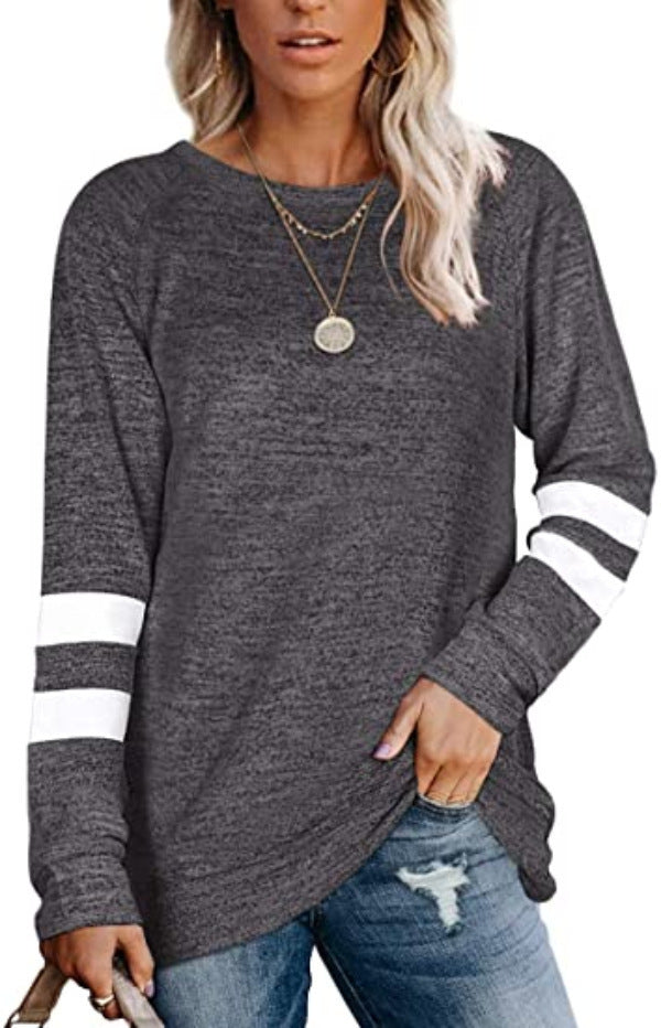 Damen lässiger Oversized Pullover mit sportlichen Streifendetails Heidi-Mode