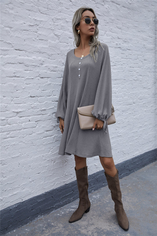 Damen lässiges Waffel-Pulloverkleid Heidi-Mode