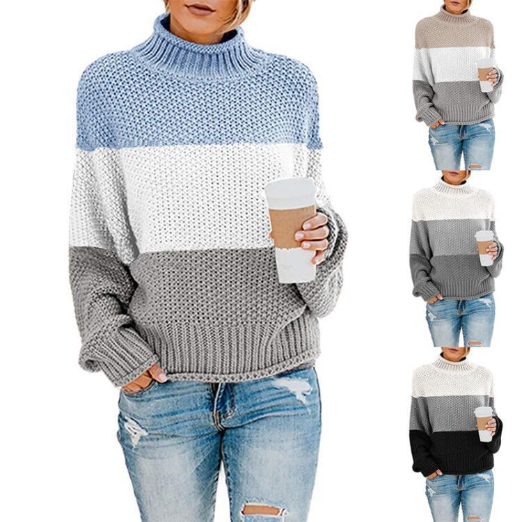 Damen gemütlicher Rollkragenpullover aus strukturierter Wolle Heidi-Mode