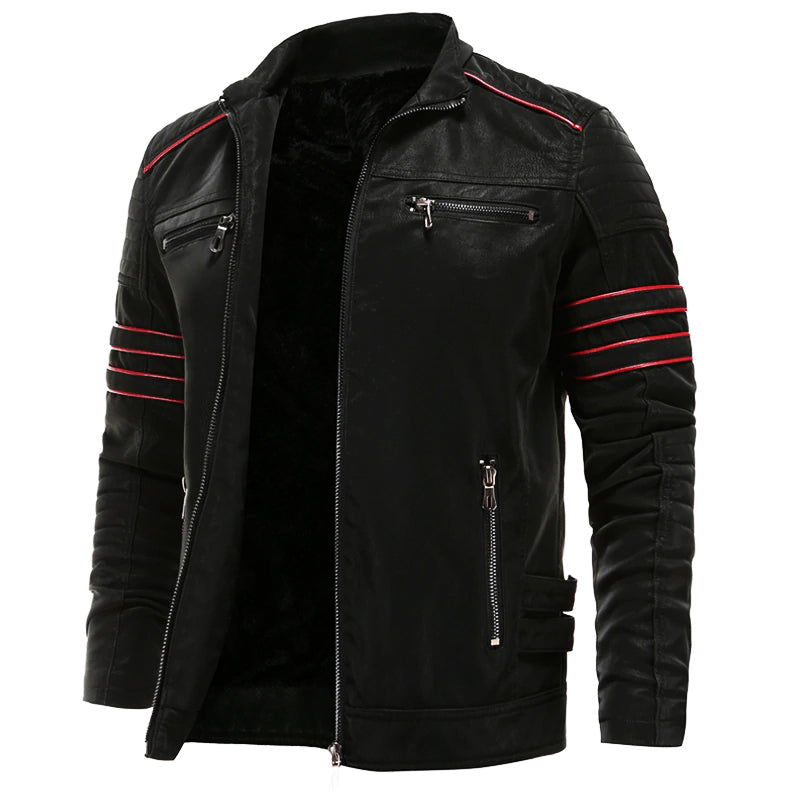 Heidi-Mode | Herren schwarze Lederjacke - Biker-Oberbekleidung