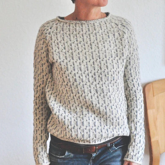 Schicke graue Pullover mit Rundhalsausschnitt