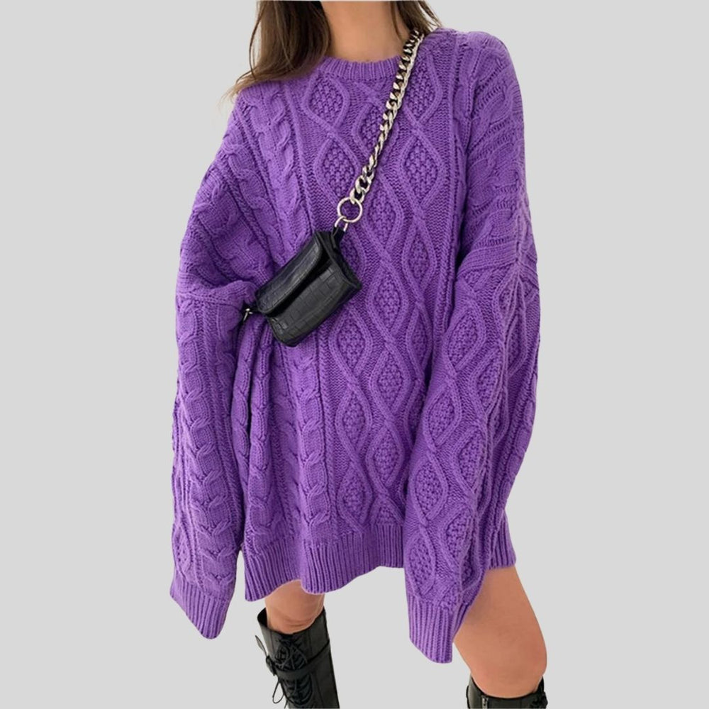 Heidi-Mode | Strickkleid mit Zopf Muster und Lockeren Schnitt