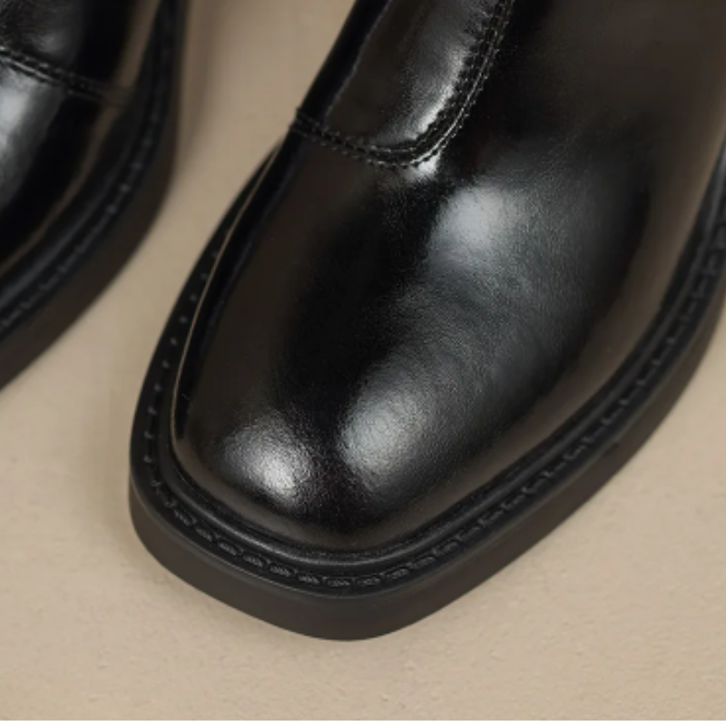 Heidi-Mode | Stilvolle Leder Ankle Boots mit Blockabsatz für Damen Damen Ankle Boots