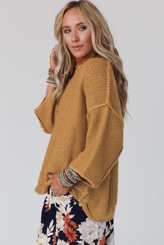 Slouchy Textured Knit Loose Pullover