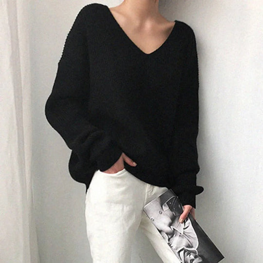 Oversized Gerippter Pullover Für Damen