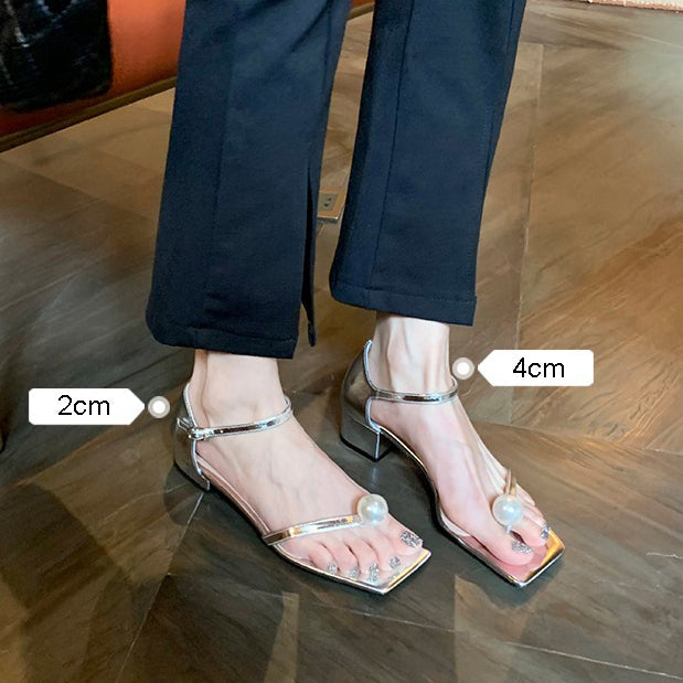 Heidi-Mode | Sandalen Eingewickelter Absatz Temperament Flip Flops