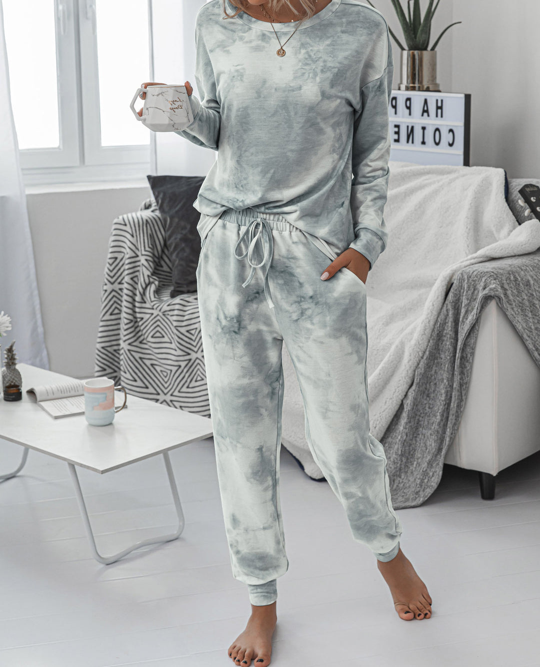 Damen Freizeit-Loungewear Set mit modischem Batikdesign und bequemen Passform Heidi-Mode