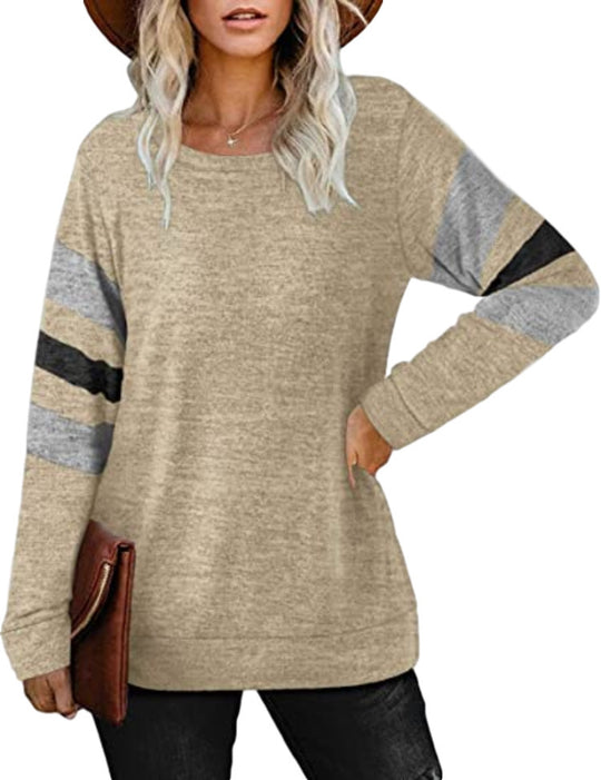 Damen lässiger Oversized Pullover mit sportlichen Streifendetails Heidi-Mode
