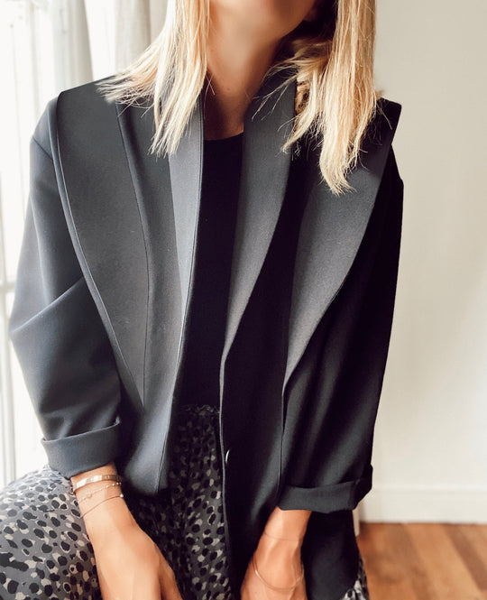 Damen Blazer im modernen Oversized-Schnitt mit schickem Revers Heidi-Mode