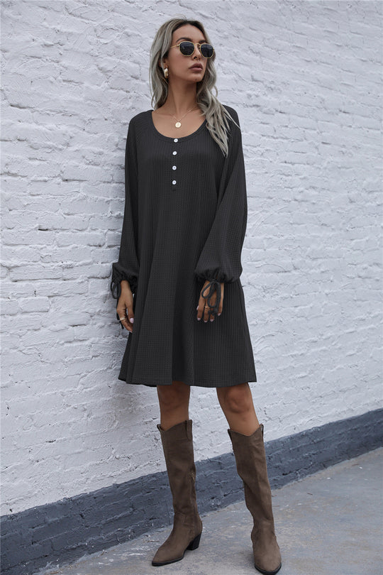 Damen lässiges Waffel-Pulloverkleid Heidi-Mode