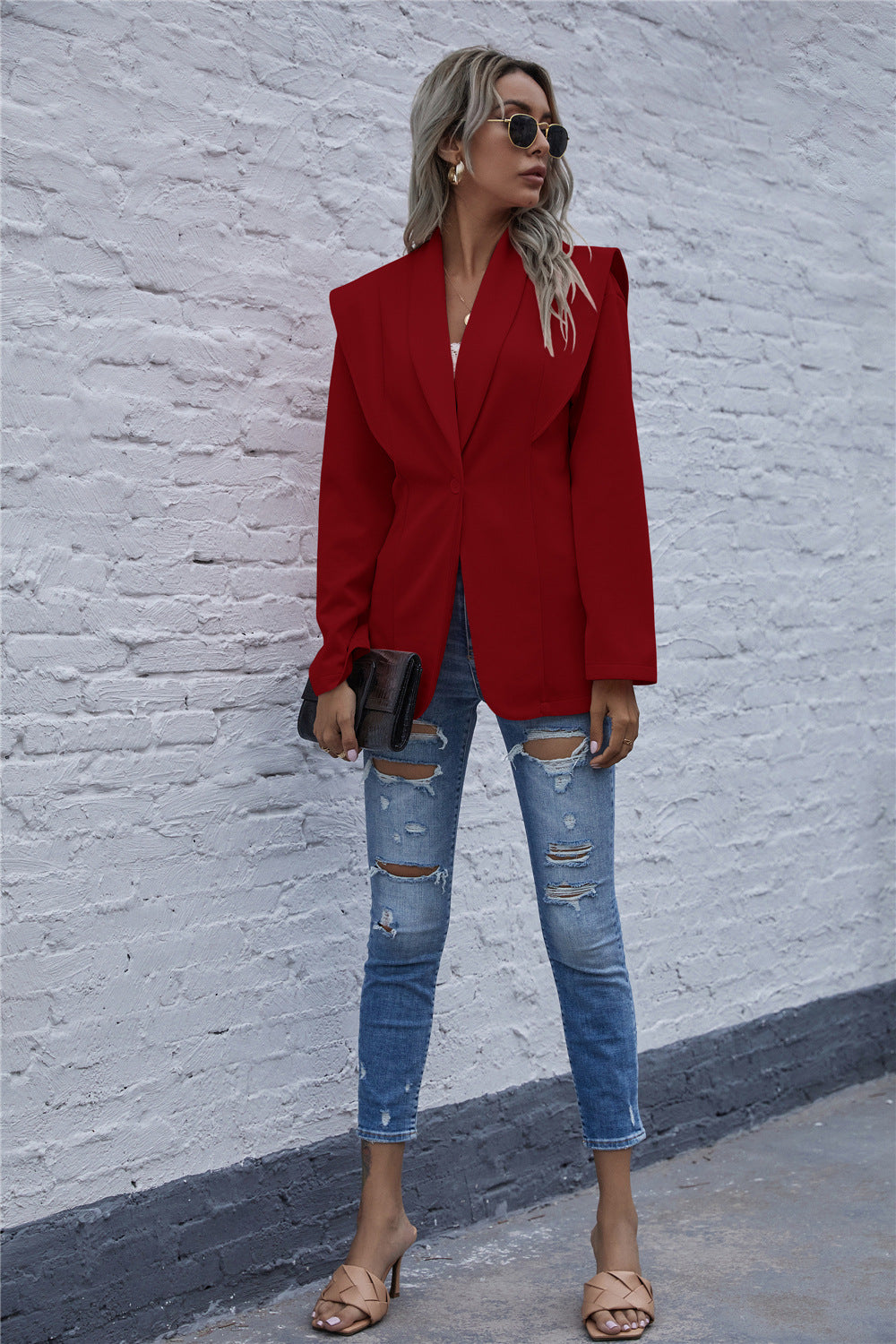 Damen Blazer mit strukturierten Schultern Heidi-Mode