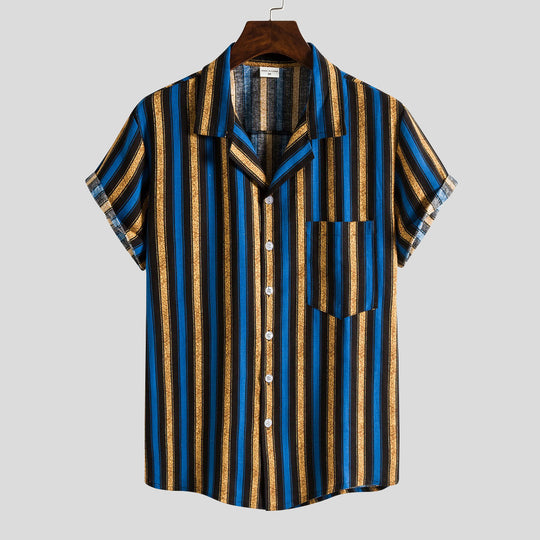 Herren Kurzarmhemd mit lässigem Streifenmuster und praktischer Brusttasche Heidi-Mode